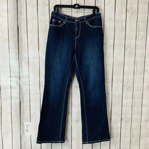 Womens Tru Luxe Denim Blue Jeans Boot Cut Size 31/12 Bling Beaded W 32 L 32